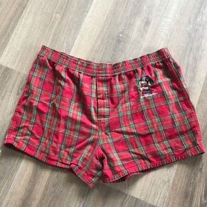 Disney Embroidered Christmas Mickey Plaid Sleep Short
